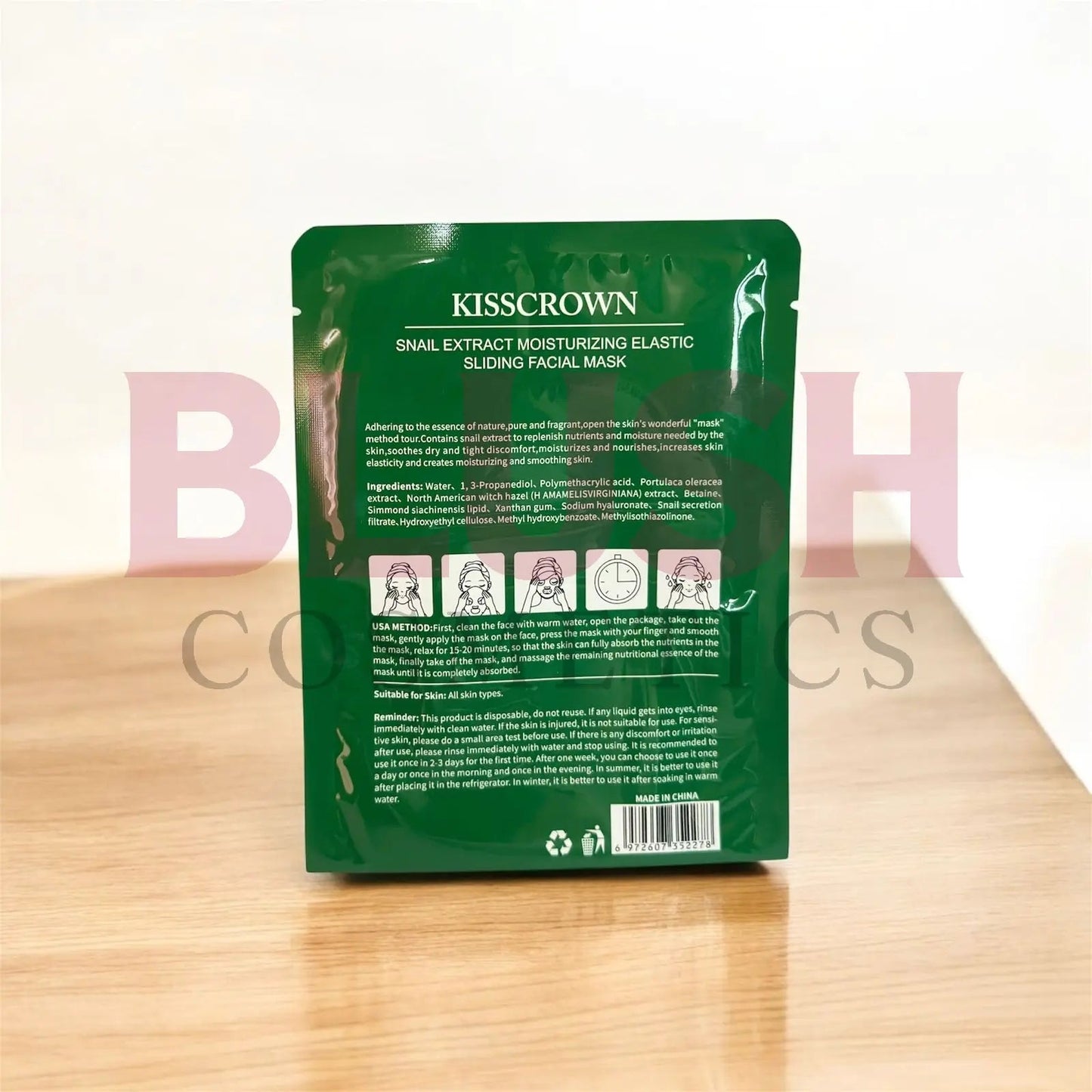 Kisscrown Snail Extract Moisturizing Elastic Sliding Facial Mask Blush Cosmetics